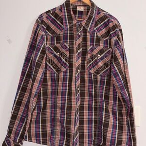 True Religion Men's Multicolor Plaid Button Down Shirt